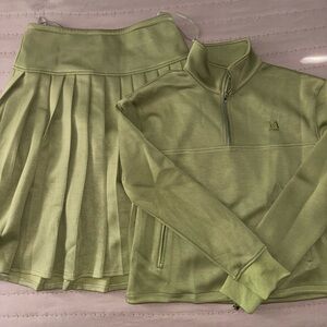 Vora Athletics Light Green Pleated Skirt with Quarter-Zip Athletic Top